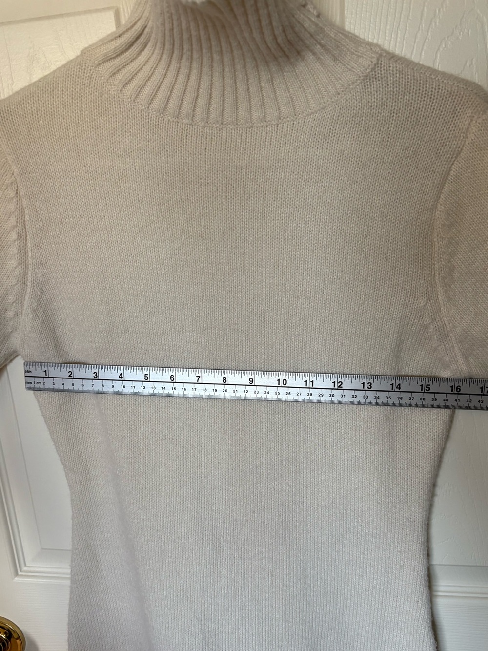 Boho Retro Cottagecore Cream Turtleneck Sweater Dress Bell Sleeve - Picture 11 of 12